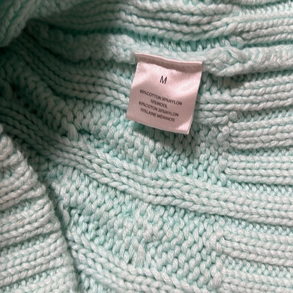 Sokie Collective Cable Turtleneck Crop Sweater Mint Size Medium Wool Blend NWT - Picture 10 of 10